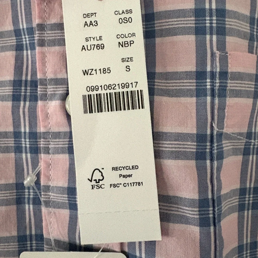 J. Crew NWT Cool-Max Button-Up Shirt – Size Small Soft Stretch Performance Plaid